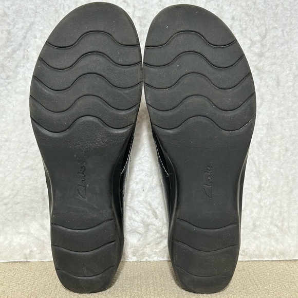 Clarks Womens Cheyn Bow Black Leather Casual Slip On Loafer Shoes SZ US 9M - Picture 8 of 11